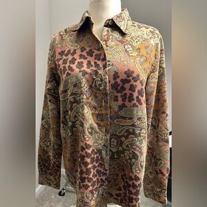 Lemon Grass Women Shirt Sz Small Paisley Print